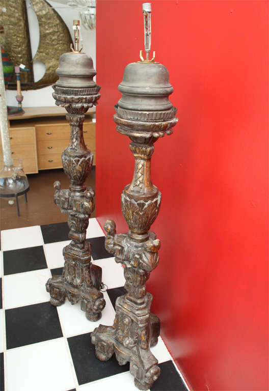 Pair of Monumental Altar Prickets