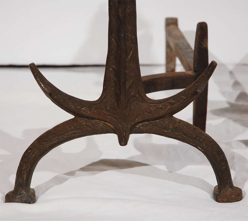 American 19THC ORIGINAL NAUTICAL SHIP & ANCOR  IRON ANDIRONS