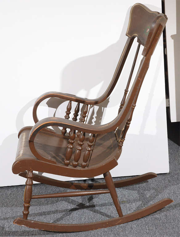 American FANTASTIC 19THC ORIGINAL PAINTED BOSTON ROCKING CHAIR FROM  PA.