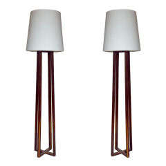 Pair of Art Deco Rosewood Floor Lamps