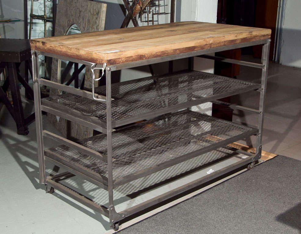 Wood Top Industrial Cart