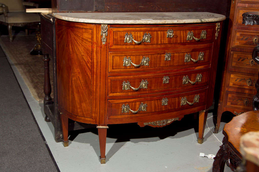 French Marble Top Demilune Commode
