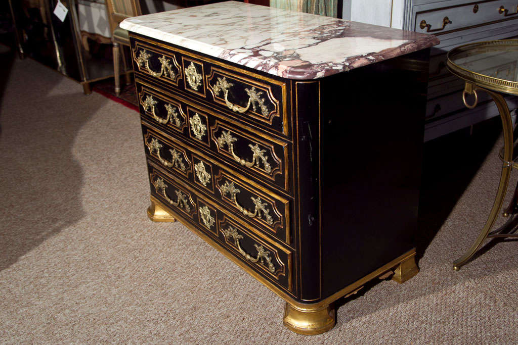 Maison Jansen Ebonized French Directoire Style Marble-Top Chest of Drawers  1