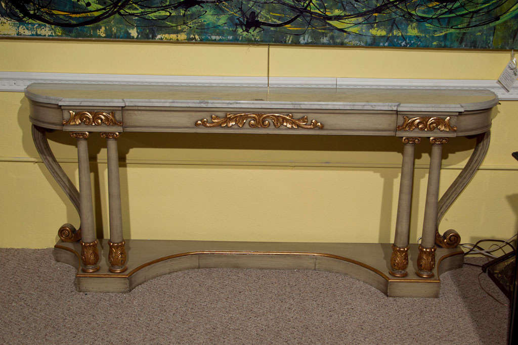 French Marble Top Painted Console Table