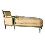 Chaise longue décorée de peinture estampée Maison Jansen:: tissu neuf avec détails dorés
