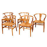 Vintage 10 Hans Wegner Wishbone Chairs