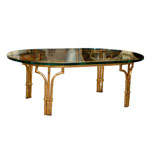 MID C GILDED FAUX BAMBOO OVAL COFFEE TABLE