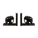 Pair Of Ebony Elephant Bookends