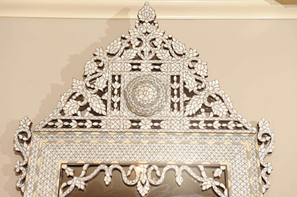 Hand Carved Inlaid Moroccan Mirror 1