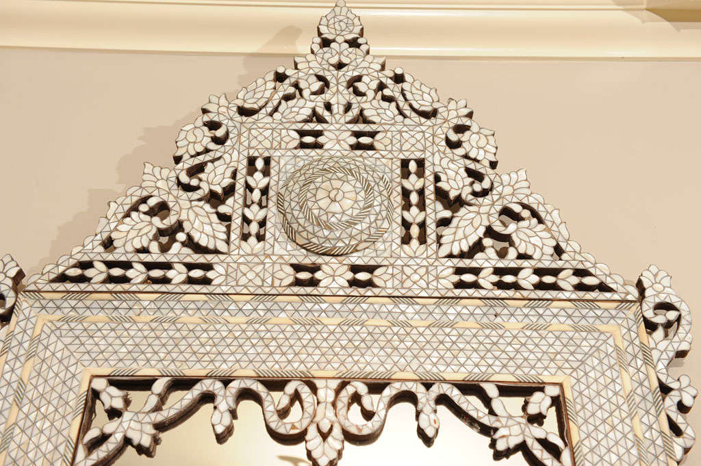 Hand Carved Inlaid Moroccan Mirror 2