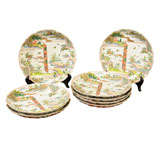Set Of Eight Japanese Imari Polychrome Porcelain Serving Plates