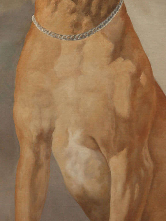 Canvas Portrait of a Dog. For Sale