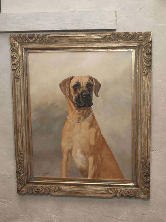 Large portrait of a dog by J. Duncan MacGregor. American, c. 1940. Signed and dated on lower left corner.  Oil on canvas.