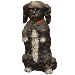 Antique Terracotta humidor in form of a spaniel, 19th century, Germany