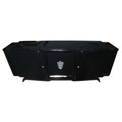 Classic Black Lacquered French Art Deco Buffet Classic Black Lacquered French Art Deco Buffet