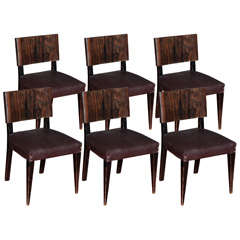 Set 6 French Art Deco/ Modernist Macassar Ebony Dining Chairs