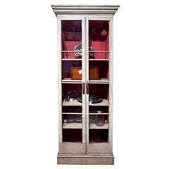 Tall Painted Vitrine With Glass Doors