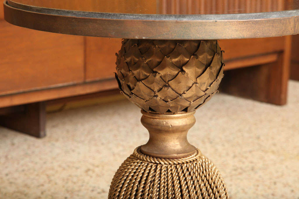 Fine  Gold Patinated Iron & Marble Tassel Base Table 1