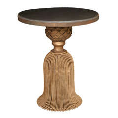 Fine  Gold Patinated Iron & Marble Tassel Base Table