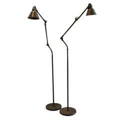 Antique Pair Of French Industrial Floorlamps