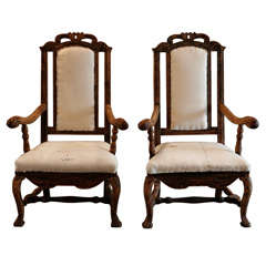 Pair Of 19th C. Hall Chairs , Sweden
