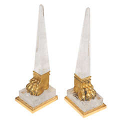 19th Century Rock Crystal Obelisks with Gorgeous Rich Detail