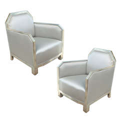 A Fine Pair Art Deco Silver Gilt Club Chairs, France, 1930s