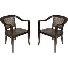 A Pair of Ed Wormly  Dark Walnut Armchairs, Dunbar, 1950s