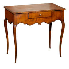19th Century French Cherry Louis XV Table with one drawer Antique 19th Century French Cherry Louis XV Table with one drawer