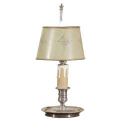 19th Century French Tole Lamp with Original Hand Painted Shade