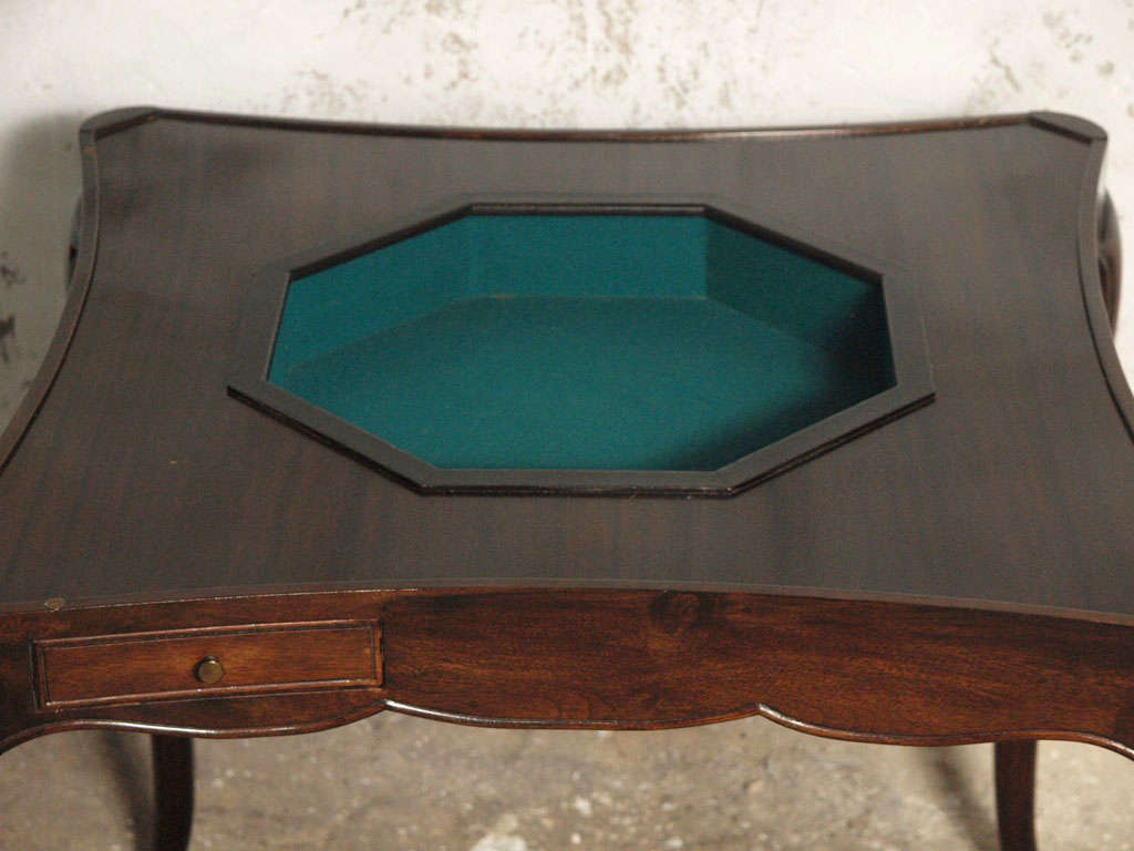 19th c. Walnut and Mahogany Louis XV Game or Card Table 4