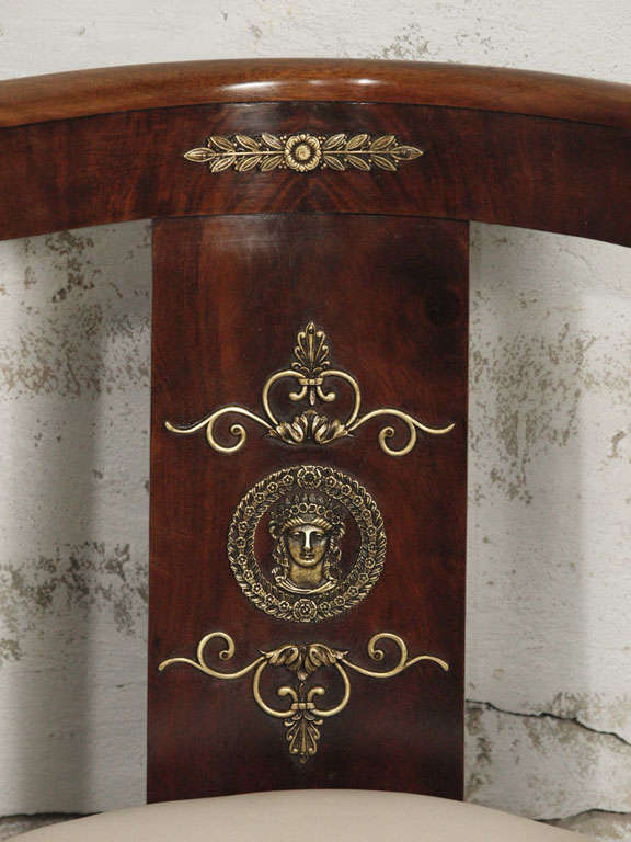 French Extraordinary Pair of 19th c. Empire Walnut Armchairs