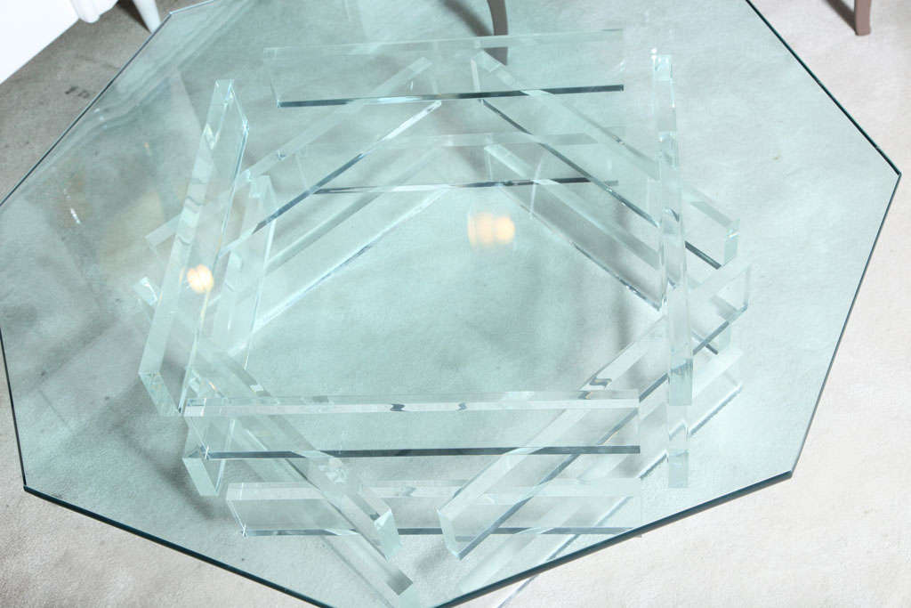 Beautiful 1970's Octagonal Lucite and Glass Coffee Table 2