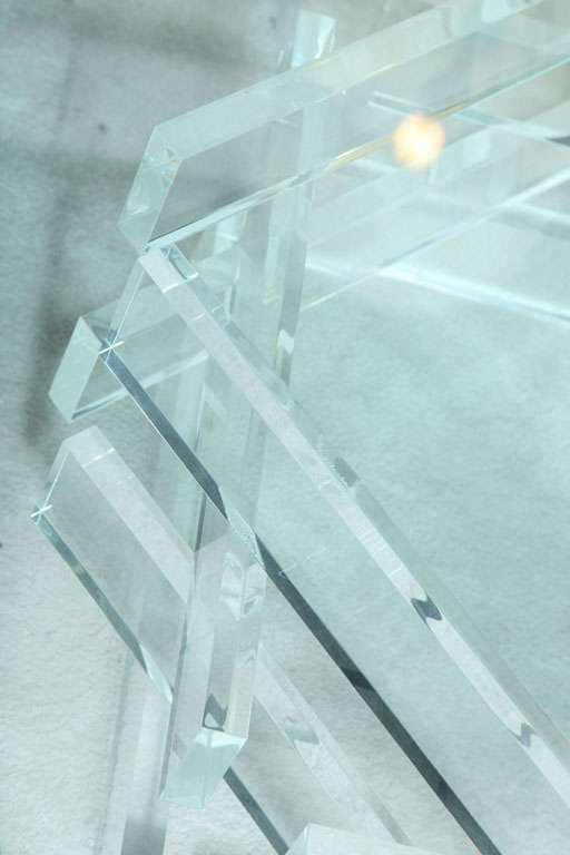 Beautiful 1970's Octagonal Lucite and Glass Coffee Table 4