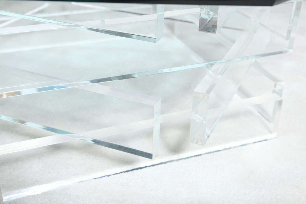 Beautiful 1970's Octagonal Lucite and Glass Coffee Table 6
