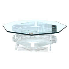 Beautiful 1970's Octagonal Lucite and Glass Coffee Table