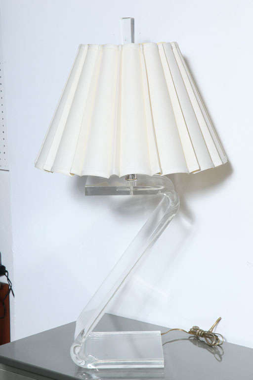 American 1970's Lucite Z Shaped Lamp For Sale