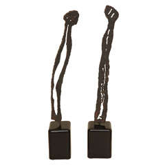 His and Her Pair of Forged Iron and Resin Standing Sculptures