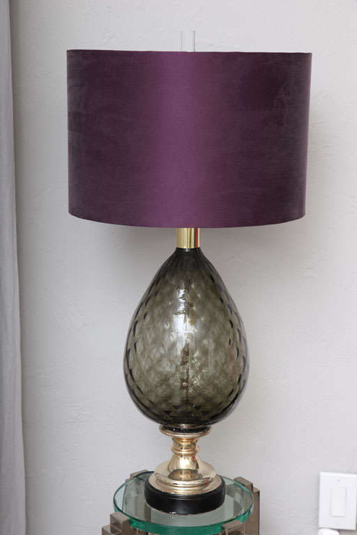 Pineapple Shape Grey Glass Table Lamp 1