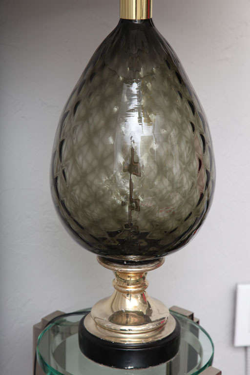 Pineapple Shape Grey Glass Table Lamp 2