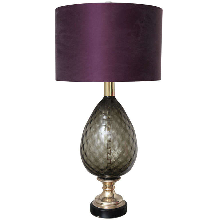 Pineapple Shape Grey Glass Table Lamp at 1stdibs