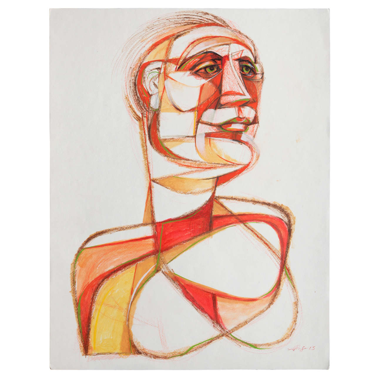 "El Hombre" Cubist Painting by Alfonso Munoz