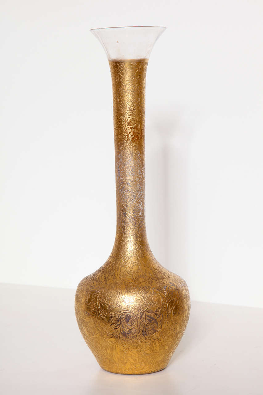 Gorgeous and very unique  Gold and Crystal Vase. Great accessory for your chic home! The handmade overlay is intrinsic and rich.