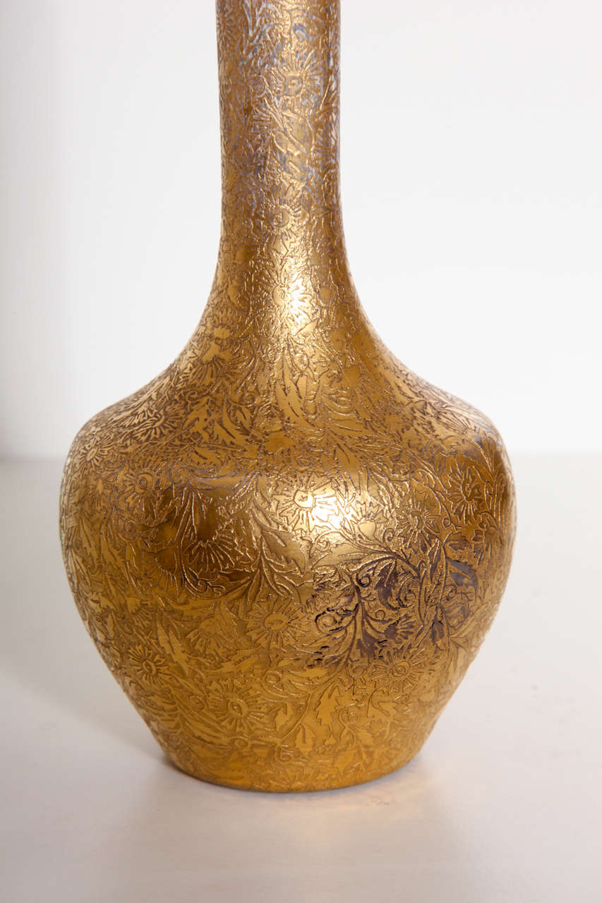 Antique British Gold and Crystal Overlay Bud Vase In Excellent Condition For Sale In New York, NY