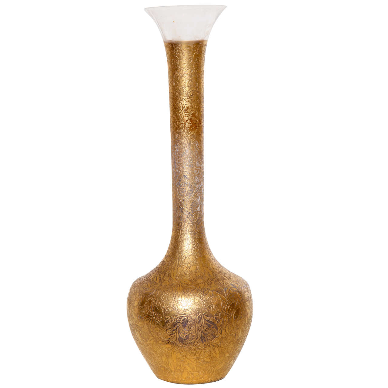 Antique British Gold and Crystal Overlay Bud Vase For Sale