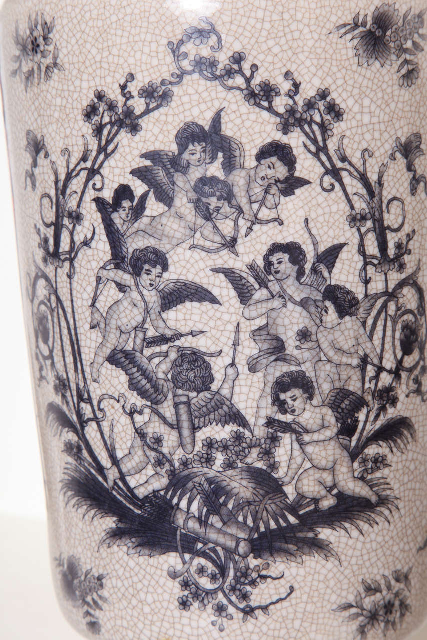 British Antique Victorian Cherubs Vase C. 1868