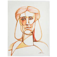 "La Mujer" Cubist Painting by Alfonso Munoz