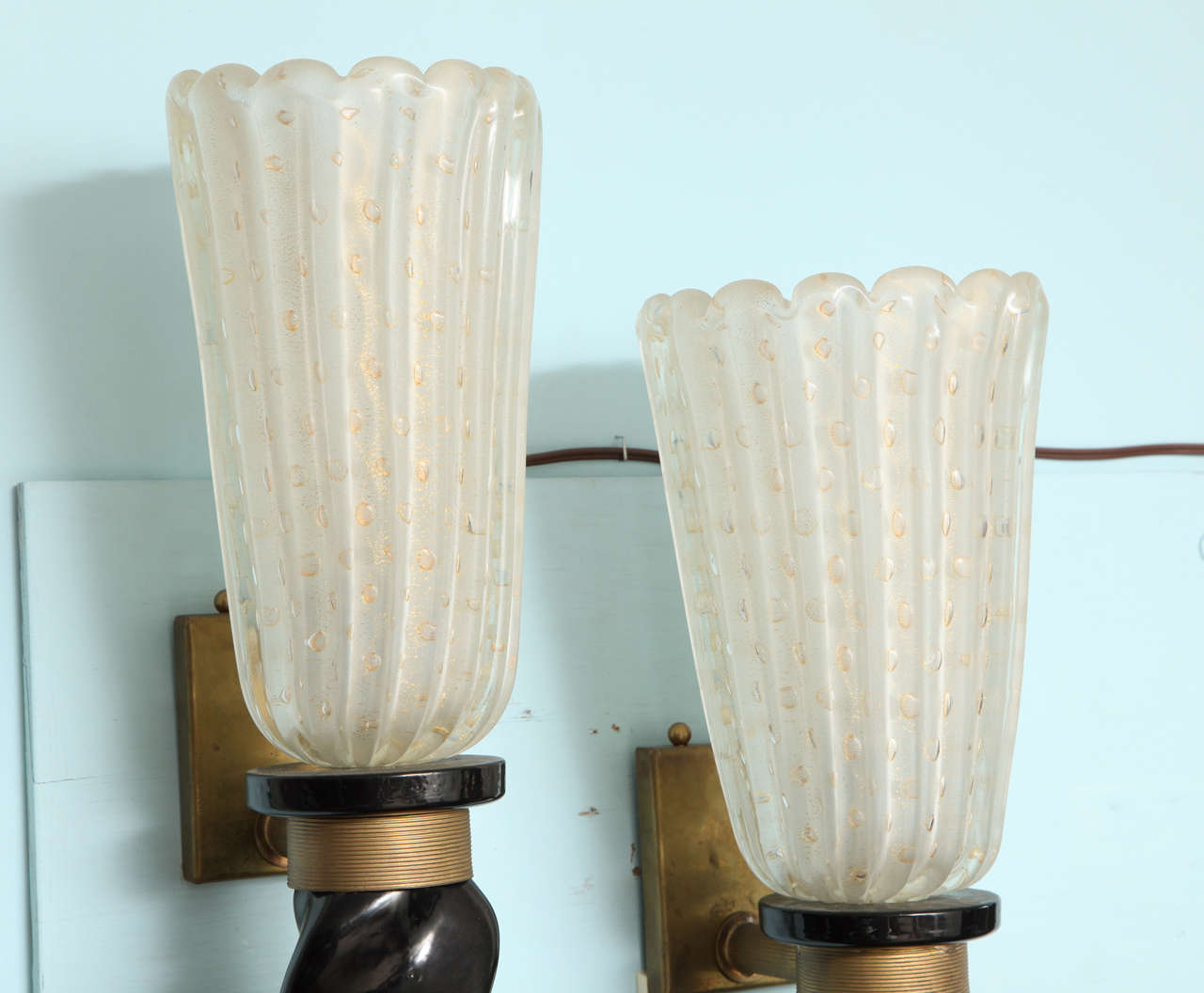 Mid-20th Century Pair of Sculptural Sconces by Barovier