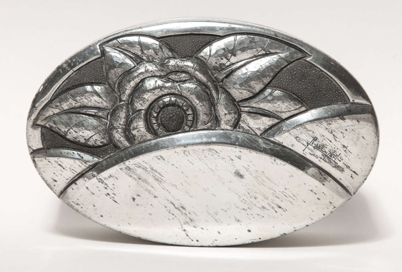Rene Delavan French Art Deco Dinanderie Pewter Box In Excellent Condition In New York, NY