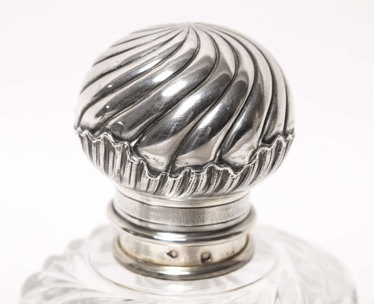 Art Deco Crystal & Silver Bottle by E. Sanner In Good Condition In New York, NY